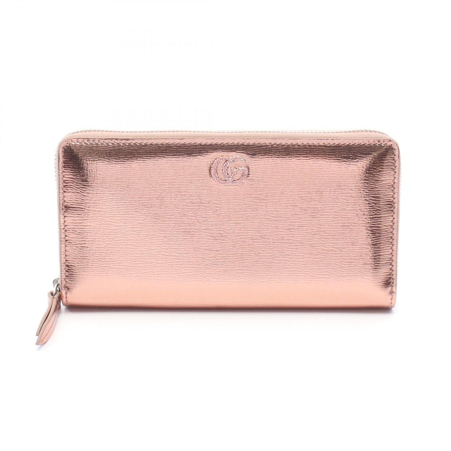 Gucci Round Wallet Double Bicolor Metallic Rose Gold Leather