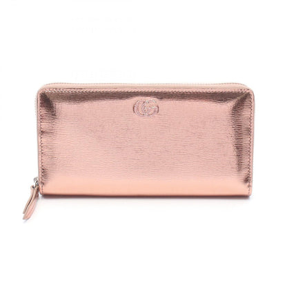 Gucci Round Wallet Double Bicolor Metallic Rose Gold Leather