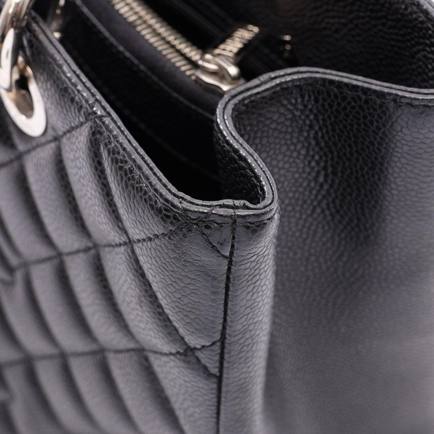 Chanel Tote Quilted Grand Shopping GST Black Caviar Leather Chain — view 8