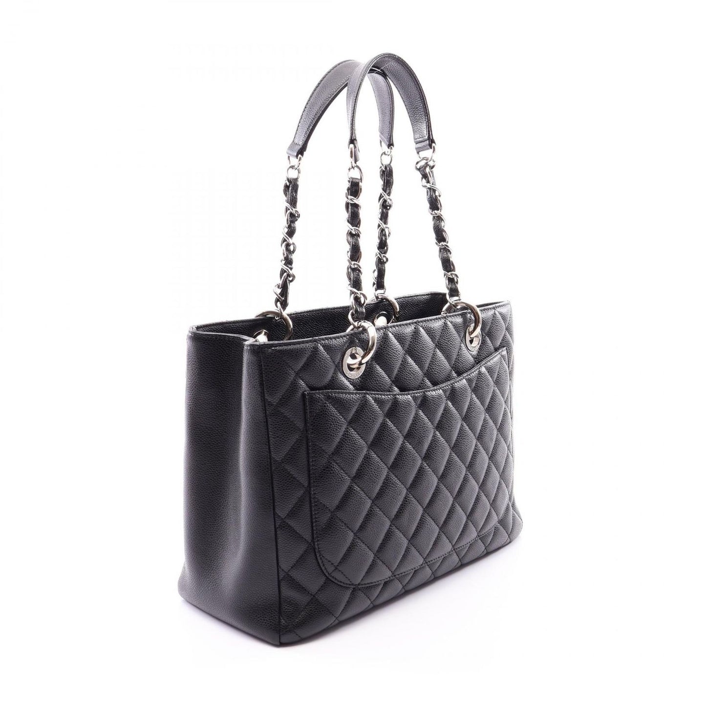 Chanel Tote Quilted Grand Shopping GST Black Caviar Leather Chain — view 2