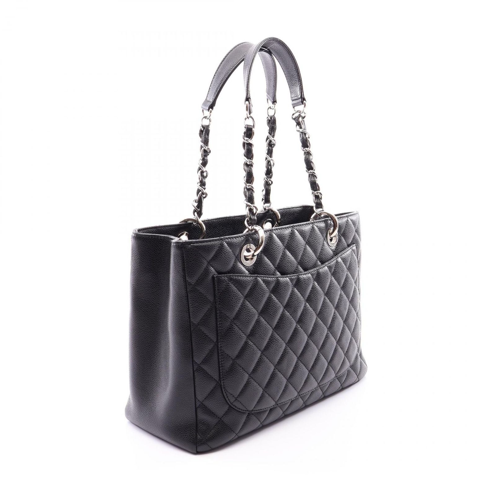 Chanel Tote Quilted Grand Shopping GST Black Caviar Leather Chain — view 2