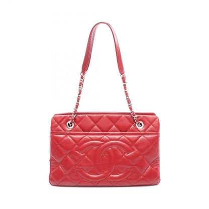 Chanel Tote Quilted CC Logo Red Caviar Leather CC Chain