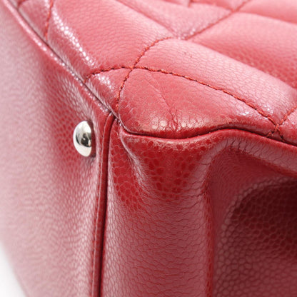 Chanel Tote Quilted CC Logo Red Caviar Leather CC Chain — view 9
