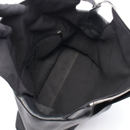 Chanel Tote CC Logo Black Leather Quilted Stitch Handbag — view 3