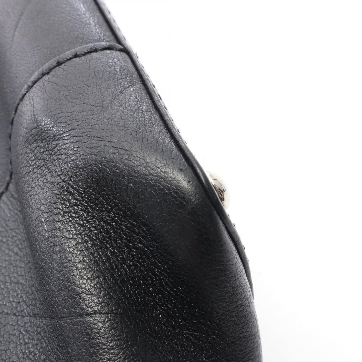Chanel Tote CC Logo Black Leather Quilted Stitch Handbag — view 7