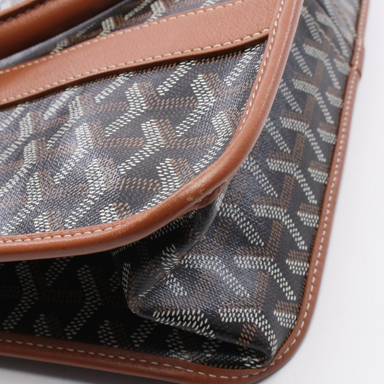 Goyard Tote Bourgogne Black Brown Canvas Leather — view 6