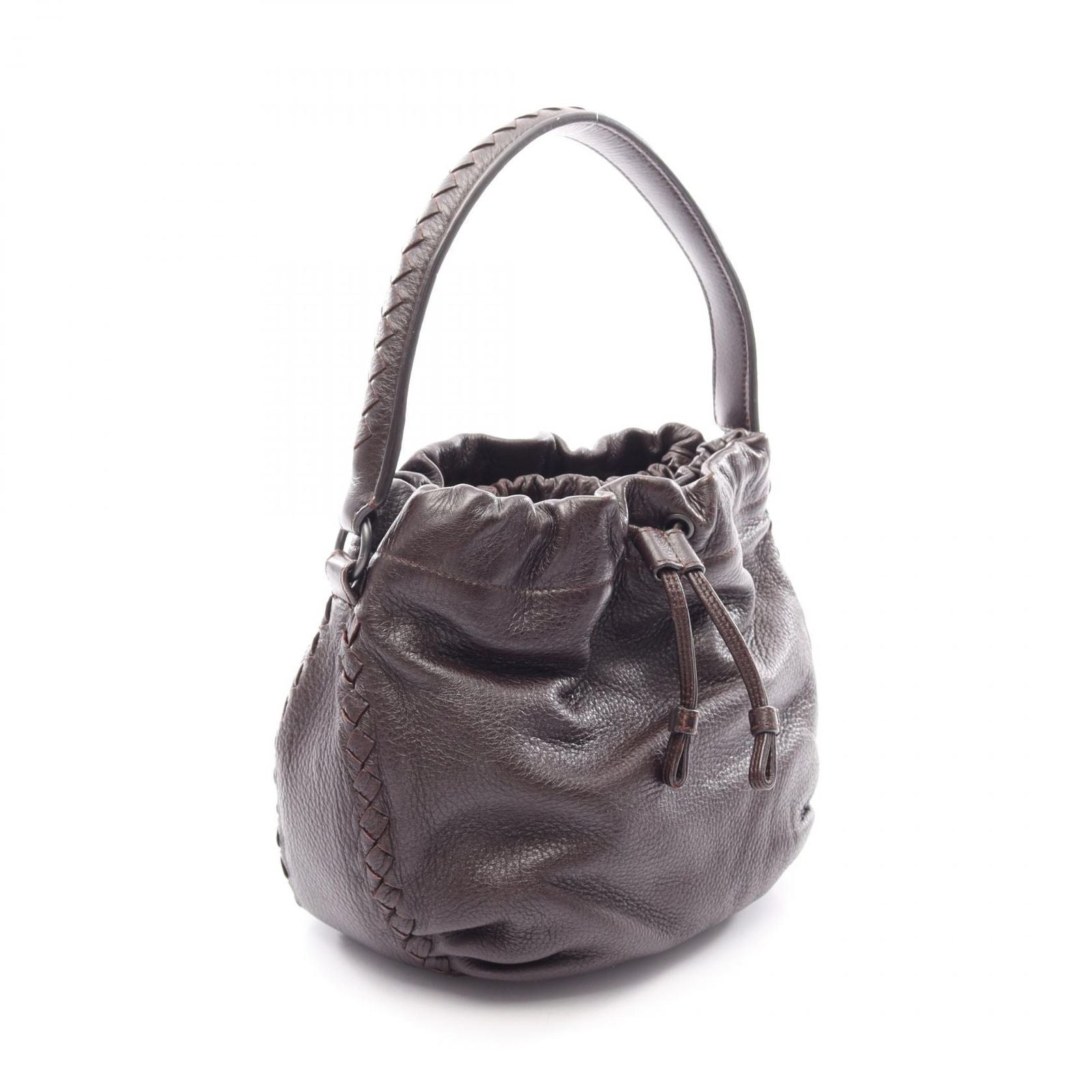 Bottega Veneta Handbag Intrecciato Drawstring Bag Dark Brown Leather — view 2
