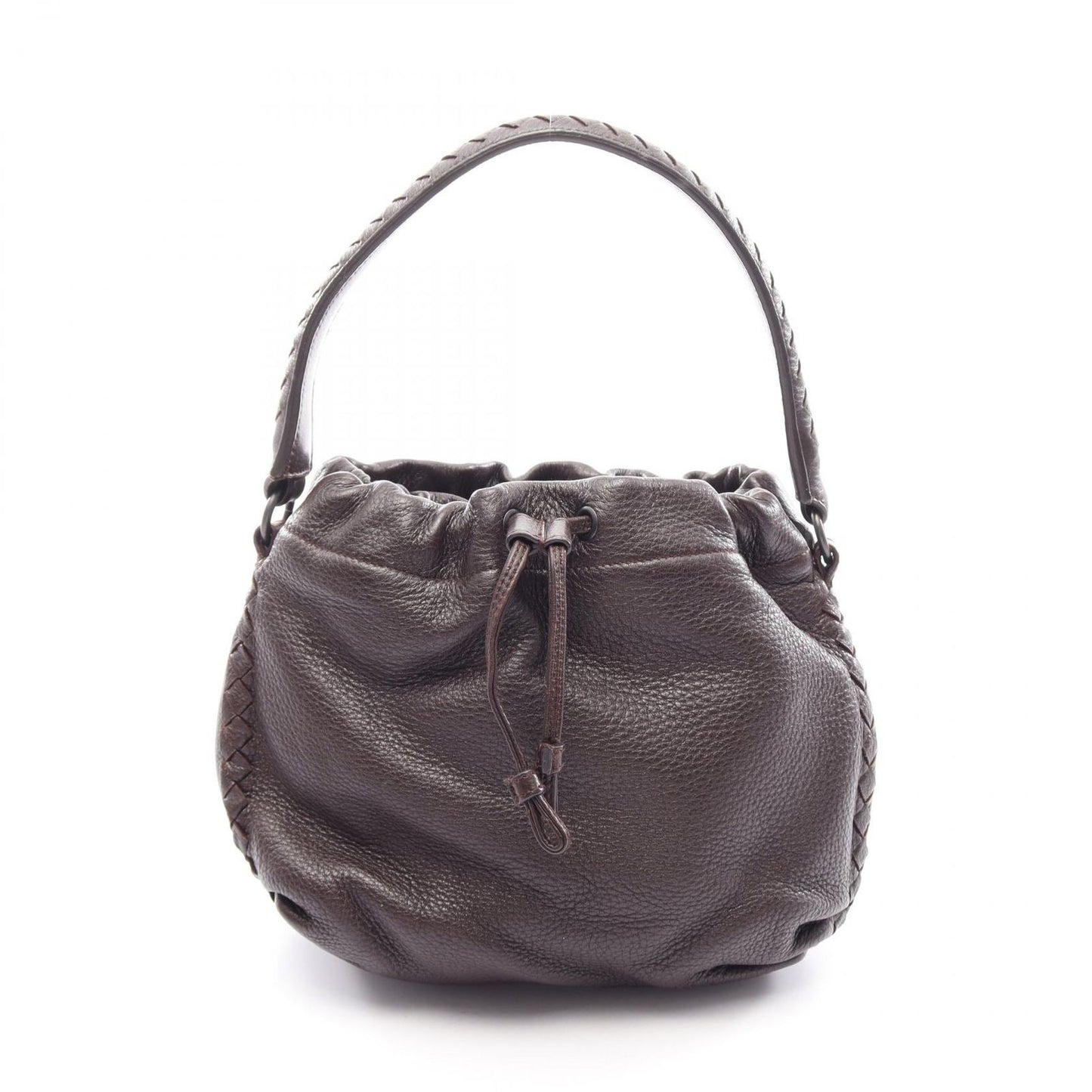 Bottega Veneta Handbag Intrecciato Drawstring Bag Dark Brown Leather