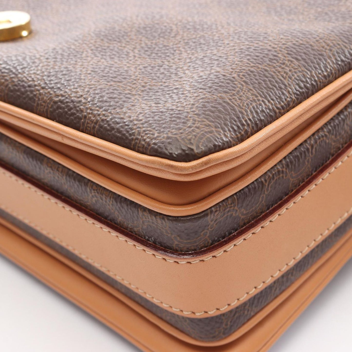 Celine Shoulder Bag Macadam Brown Canvas Leather — view 9
