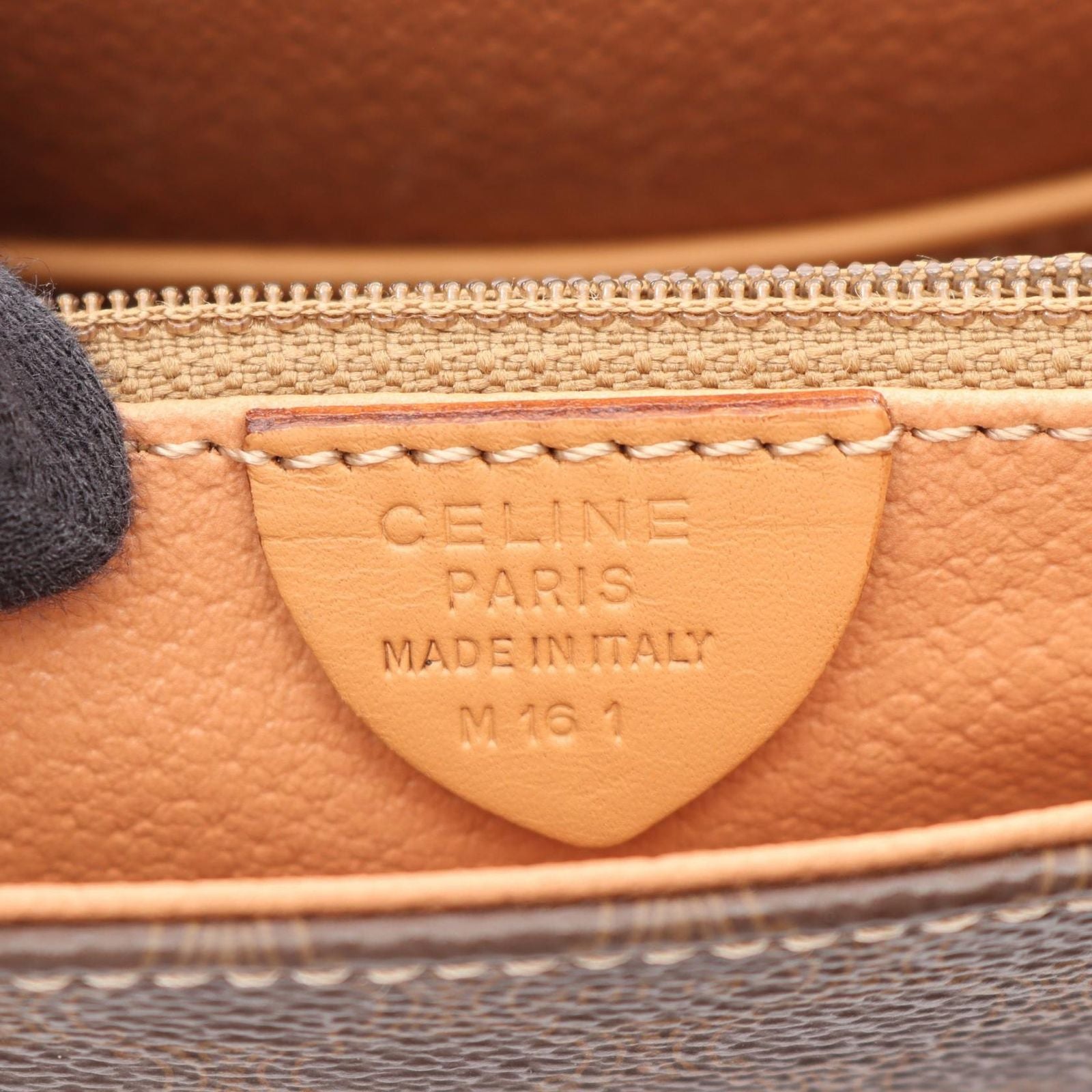 Celine Shoulder Bag Macadam Brown Canvas Leather — view 4