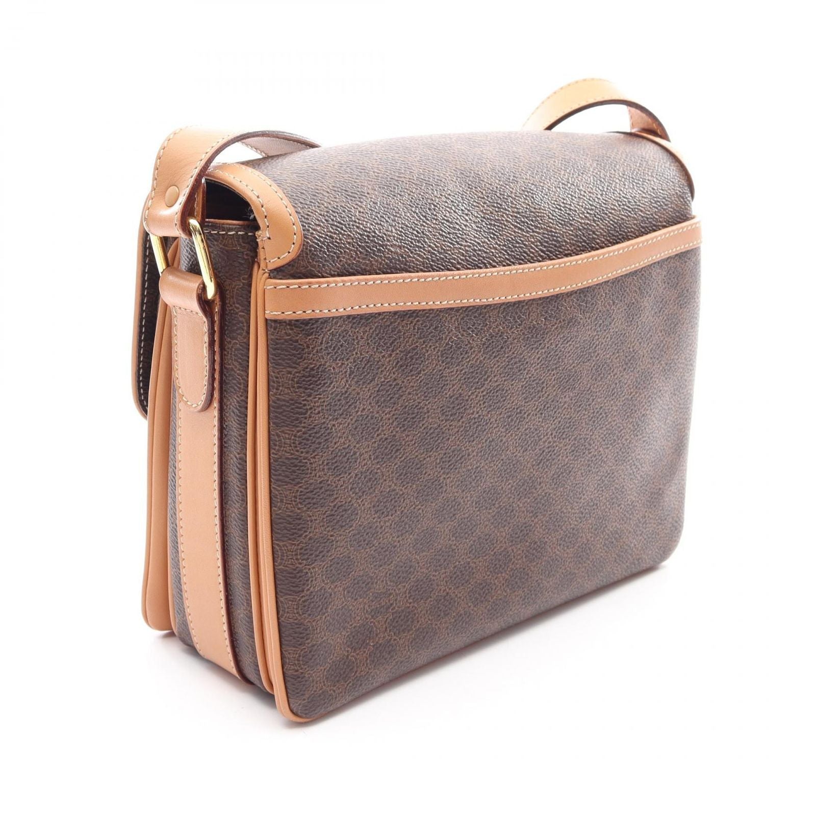 Celine Shoulder Bag Macadam Brown Canvas Leather — view 2
