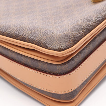 Celine Shoulder Bag Macadam Brown Canvas Leather — view 8