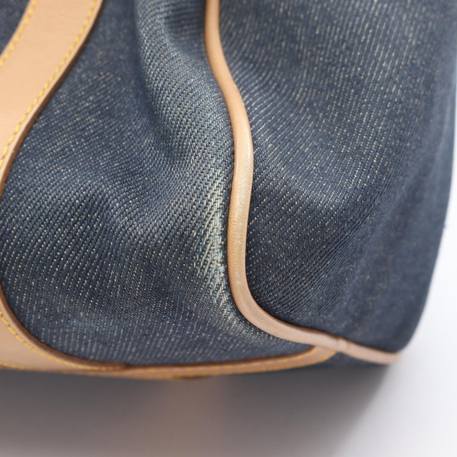 Dior Handbag Mini Boston Blue Denim Leather — view 6