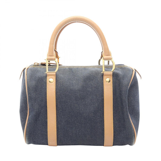 Dior Handbag Mini Boston Blue Denim Leather