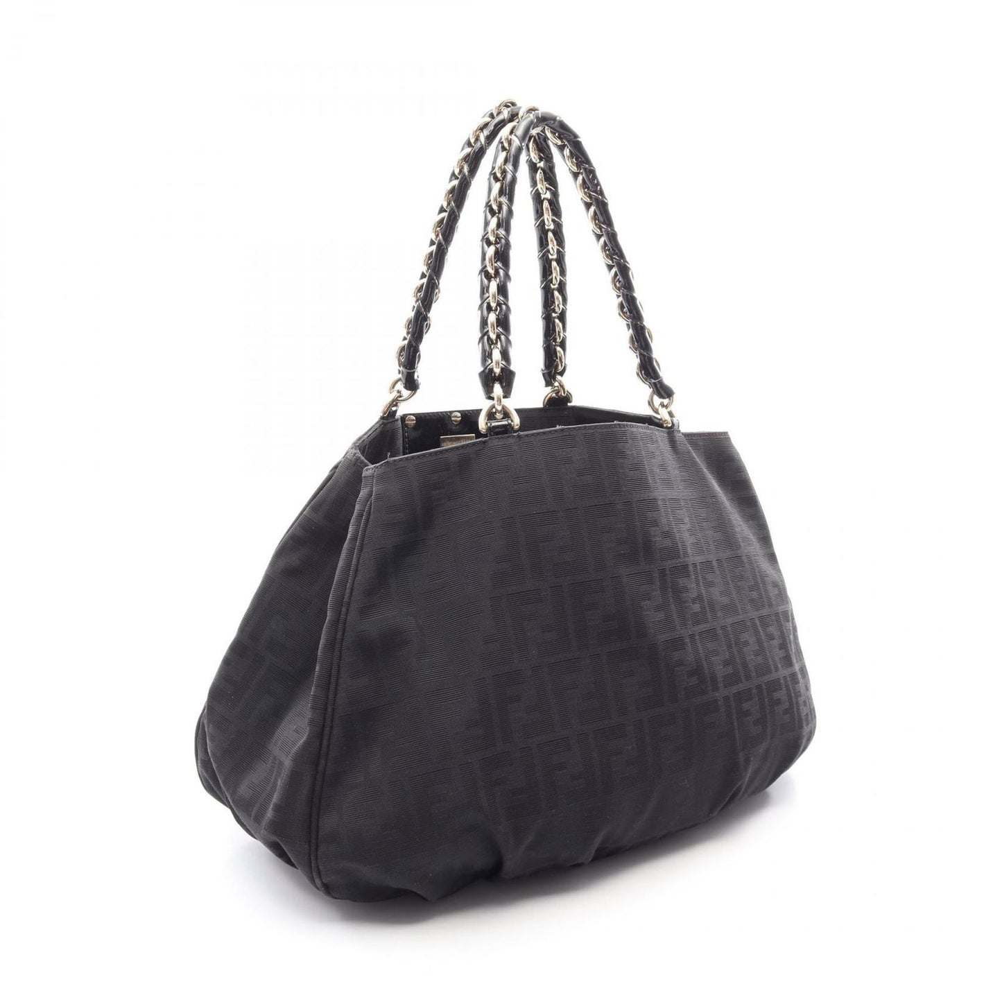 Fendi Tote Zucca Black Canvas Patent — view 2