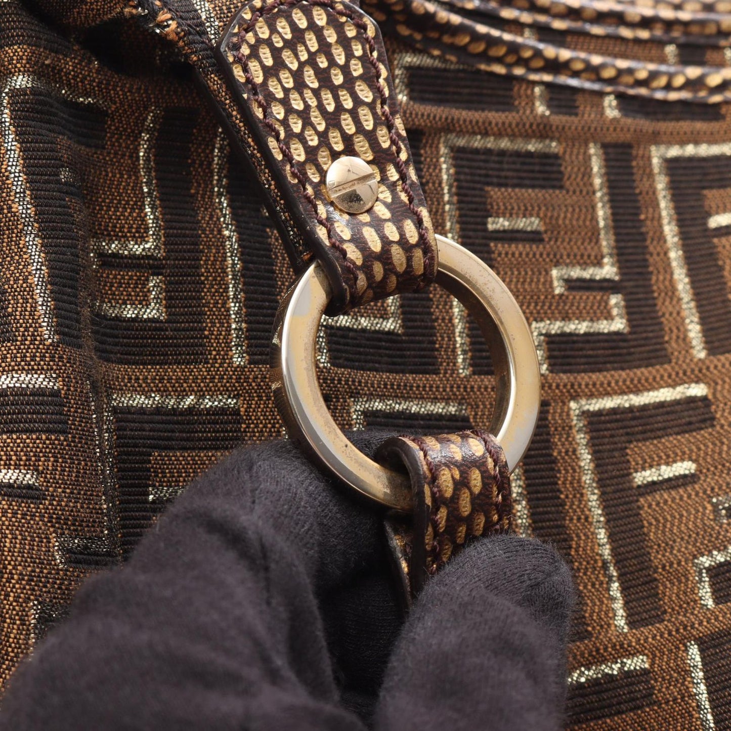 Fendi Tote Zucca Brown Canvas Leather Shoulder — view 8
