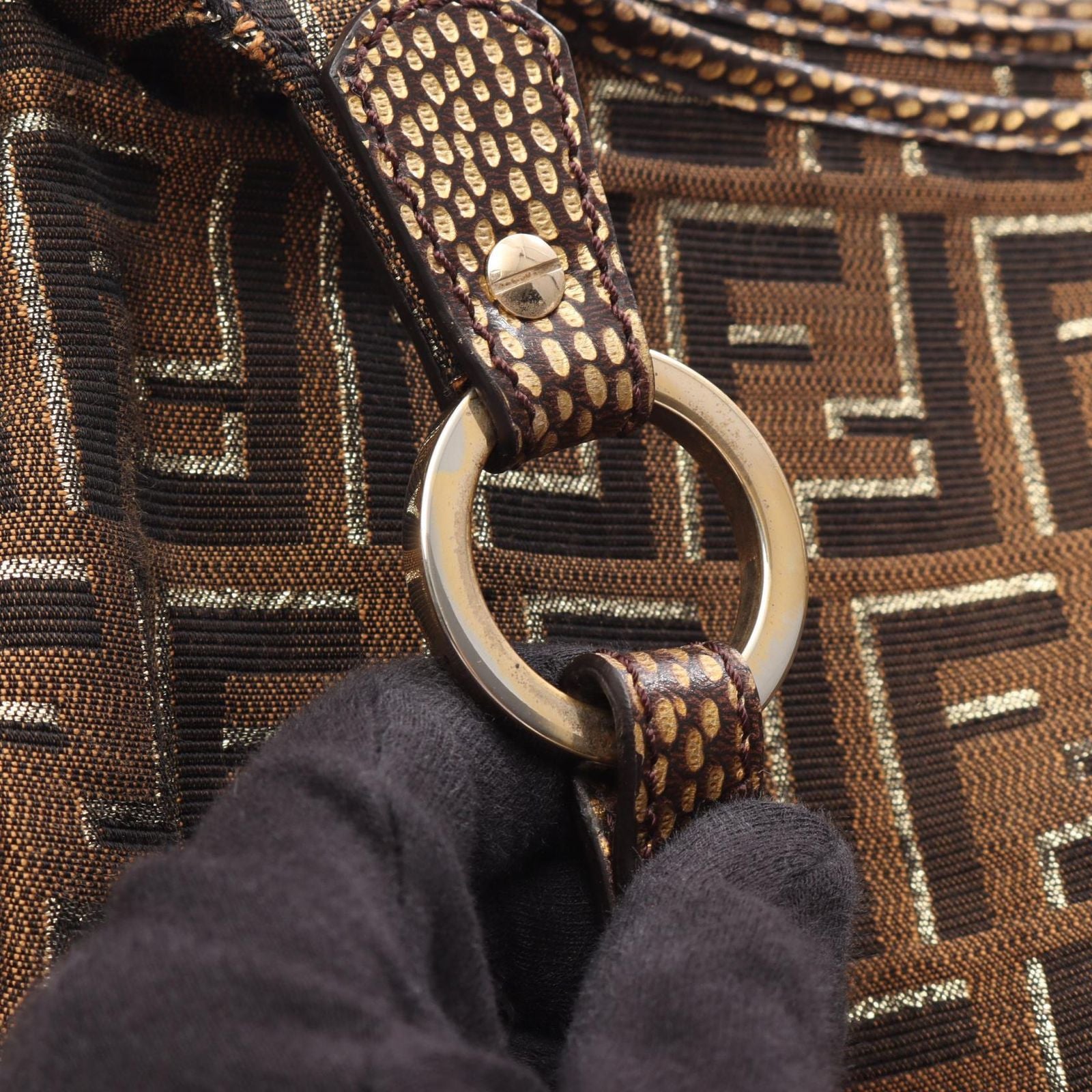 Fendi Tote Zucca Brown Canvas Leather Shoulder — view 8