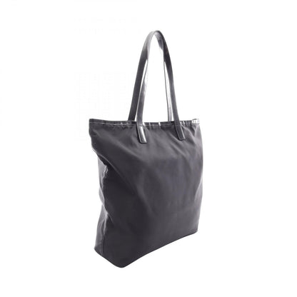 Prada Tote Triangle Logo Black Nylon Leather Shoulder — view 2