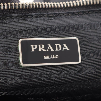 Prada Tote Triangle Logo Black Nylon Leather Shoulder — view 4