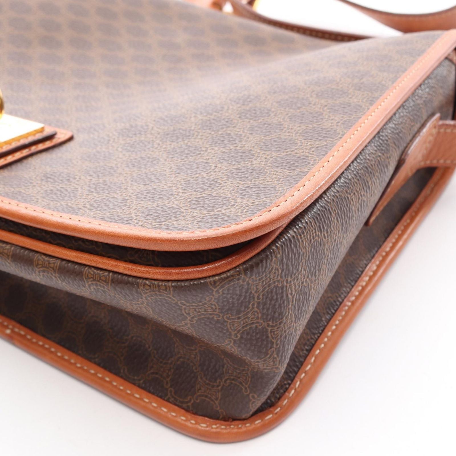 Celine Shoulder Bag Macadam Brown Canvas Leather — view 9