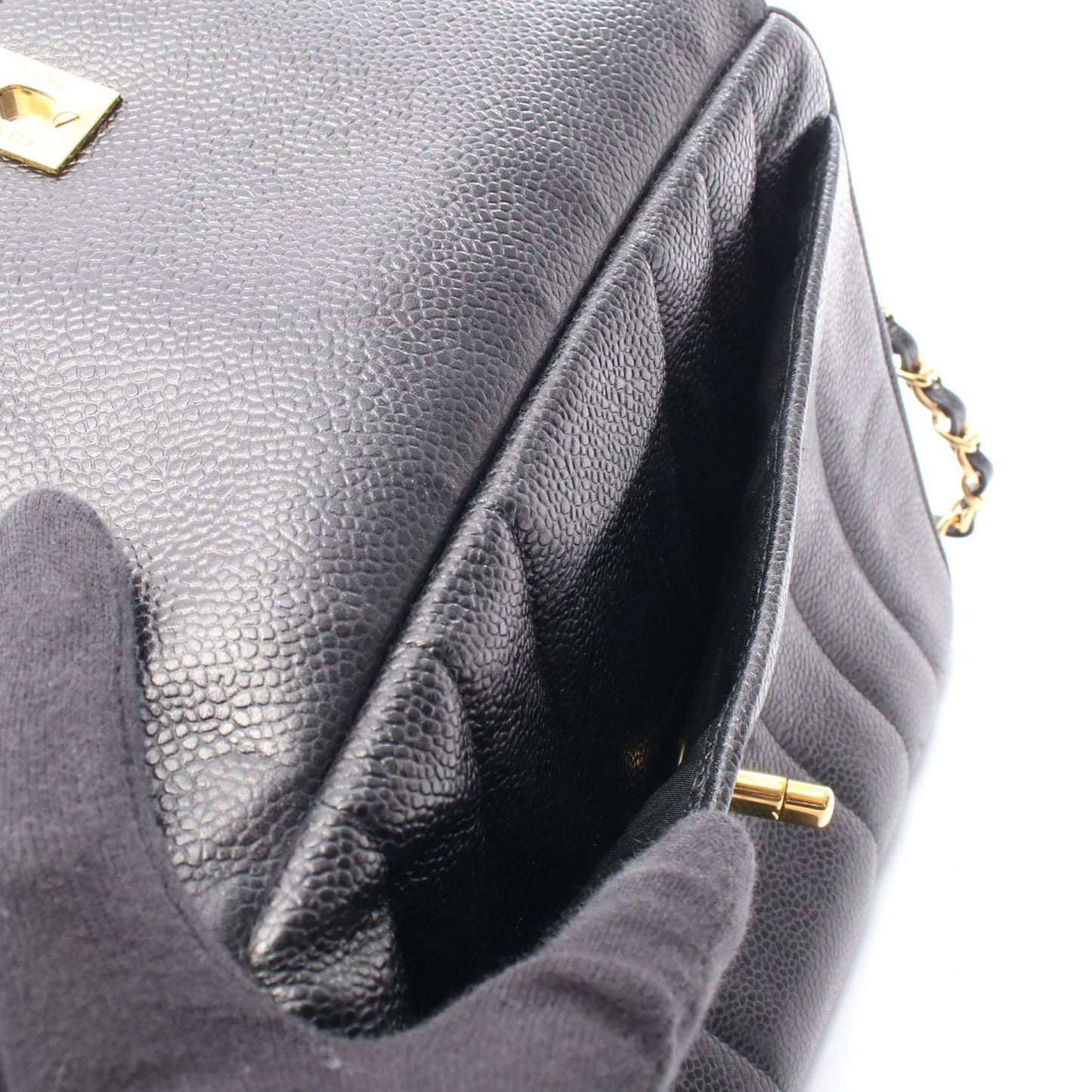 Chanel Shoulder Bag Mademoiselle Cocobol Black Calf Chain — view 6