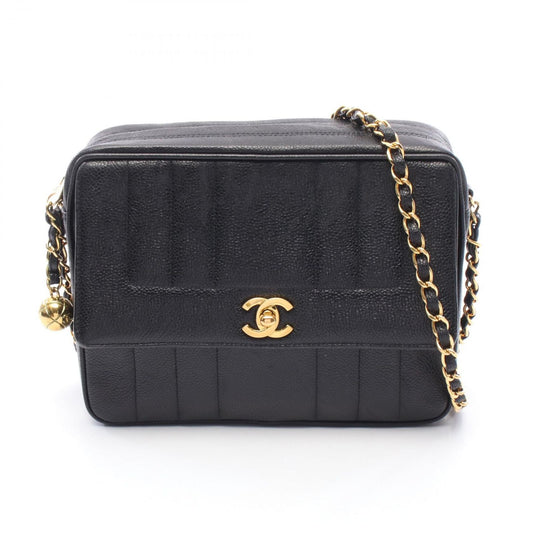 Chanel Shoulder Bag Mademoiselle Cocobol Black Calf Chain