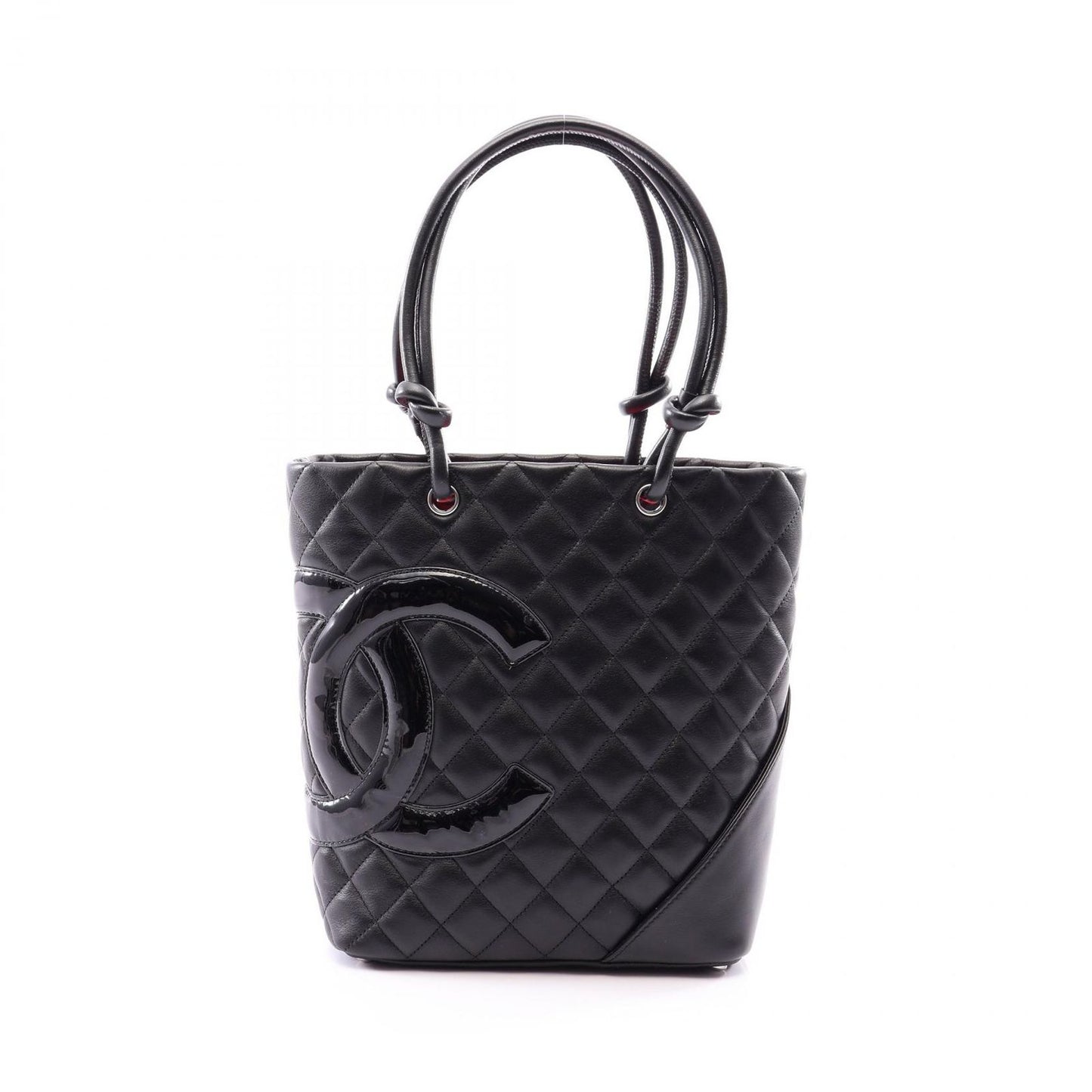 Chanel Tote Cambon Line Black Enamel Leather Patent