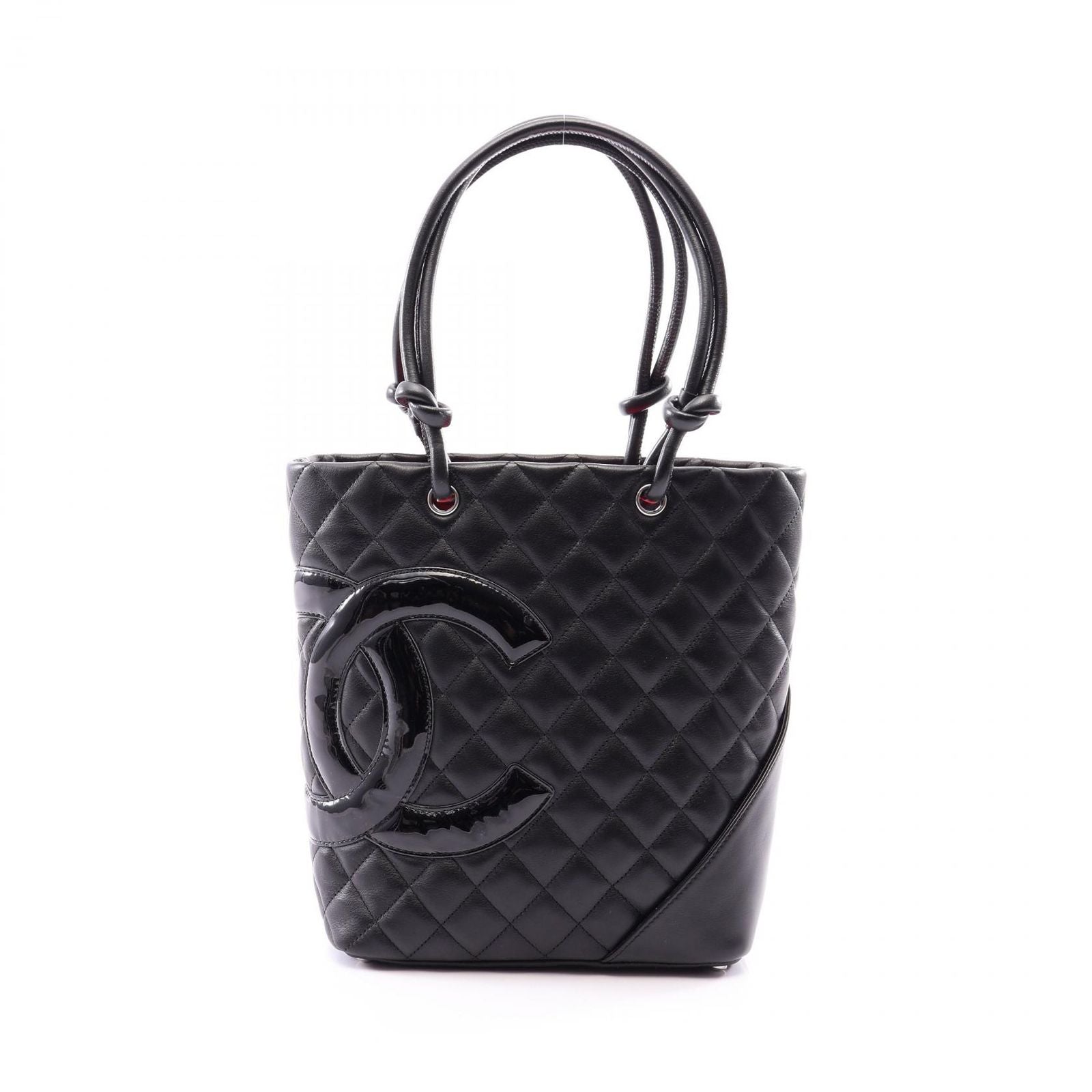 Chanel Tote Cambon Line Black Enamel Leather Patent