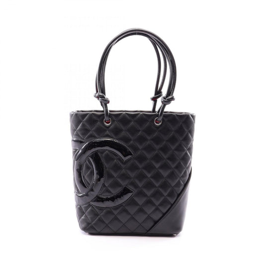 Chanel Tote Cambon Line Black Enamel Leather Patent