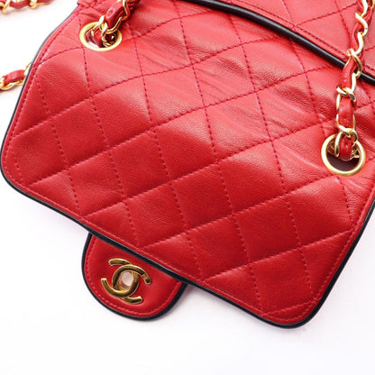 Chanel Shoulder Bag Mini Quilted Red Lambskin Chain — view 9