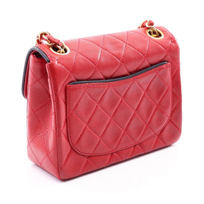 Chanel Shoulder Bag Mini Quilted Red Lambskin Chain — view 2