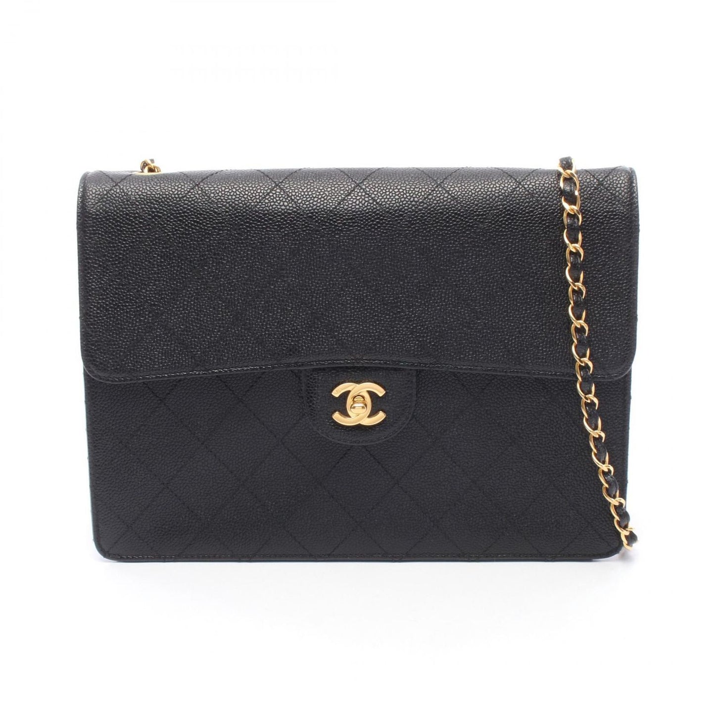 Chanel Shoulder Bag Deca Quilted 30 Single Flap Black Calf Chain