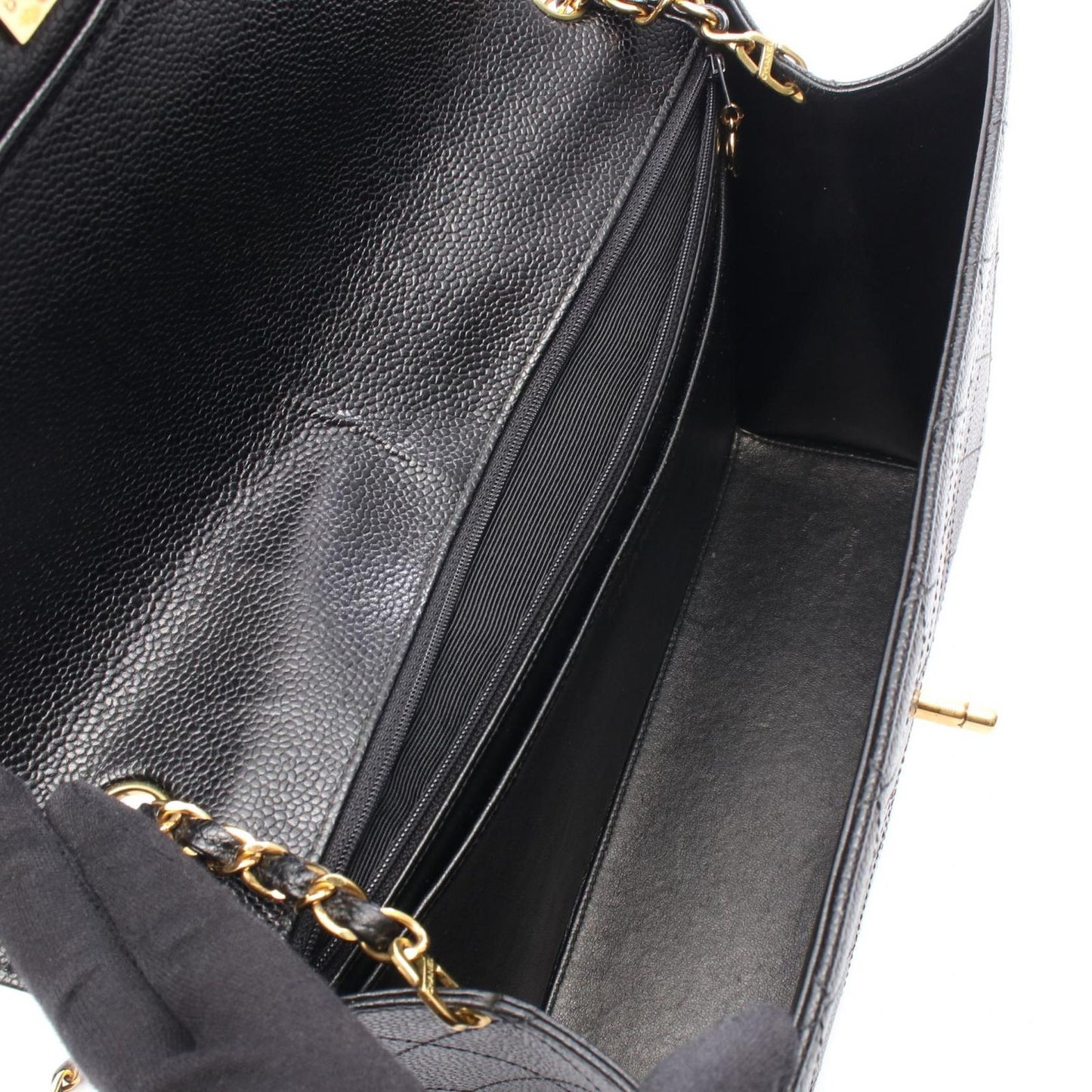 Chanel Shoulder Bag Deca Quilted 30 Single Flap Black Calf Chain — view 3