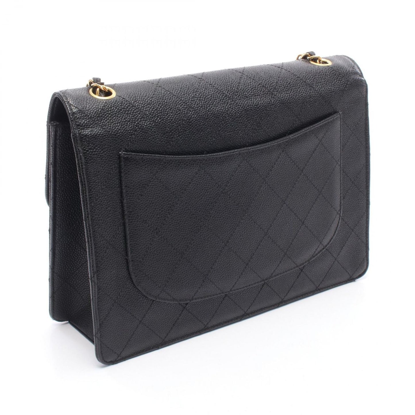 Chanel Shoulder Bag Deca Quilted 30 Single Flap Black Calf Chain — view 2