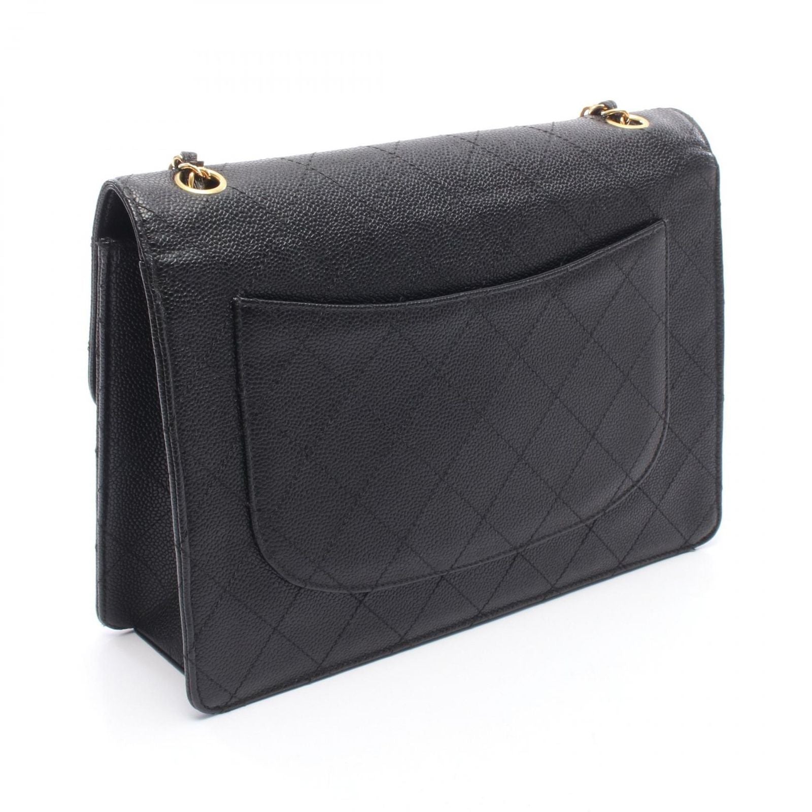 Chanel Shoulder Bag Deca Quilted 30 Single Flap Black Calf Chain — view 2