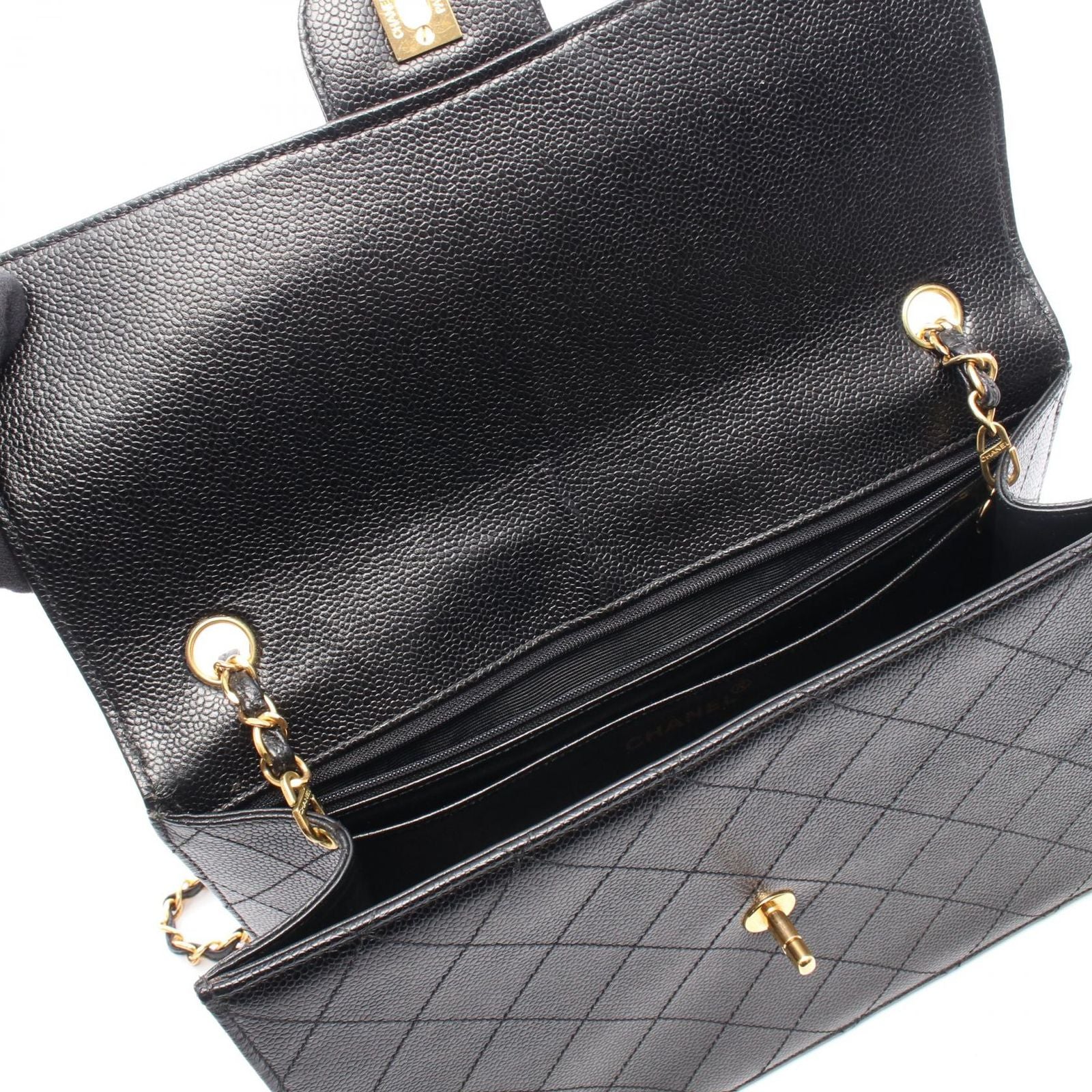 Chanel Shoulder Bag Deca Quilted 30 Single Flap Black Calf Chain — view 7