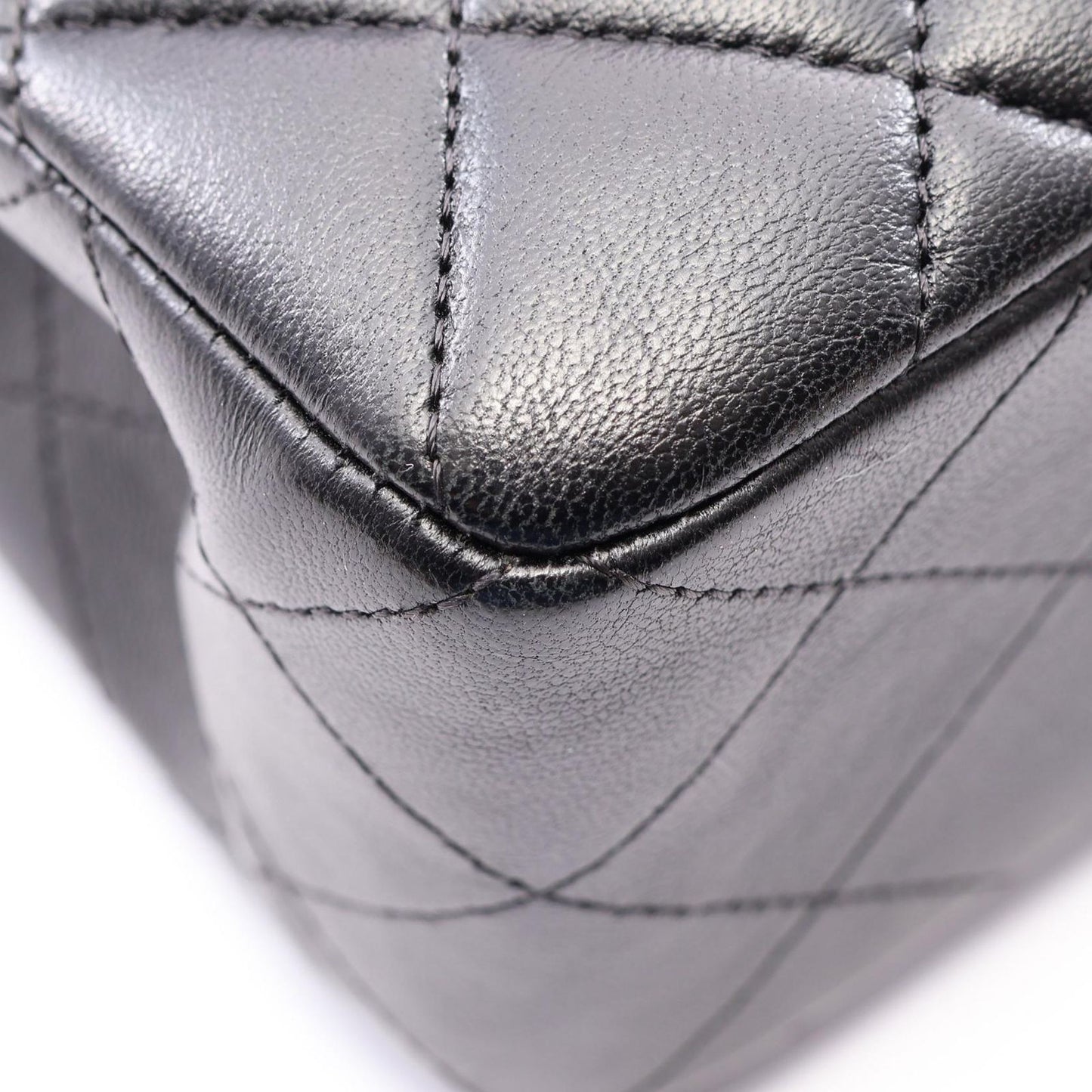 Chanel Shoulder Bag Quilted Double Flap Black Lambskin Chain — view 7