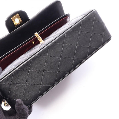 Chanel Shoulder Bag Quilted Double Flap Black Lambskin Chain — view 8