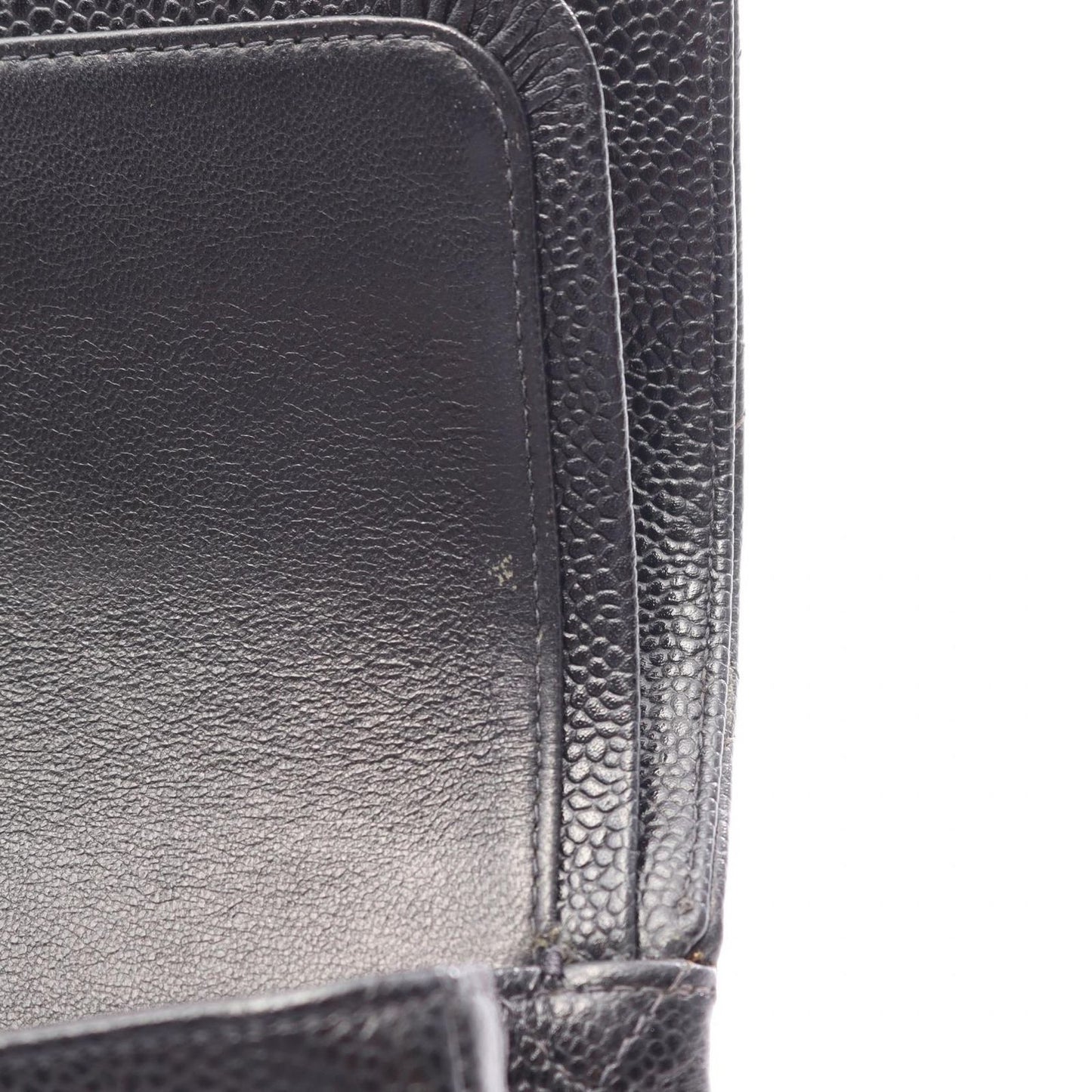 Chanel Shoulder Bag Quilted Double Flap Black Caviar Leather Chain — view 6