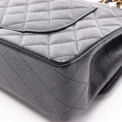 Chanel Shoulder Bag Quilted Double Flap Black Caviar Leather Chain — view 7