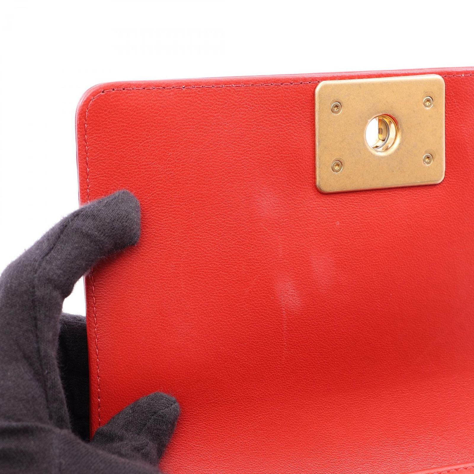 Chanel Shoulder Bag Boy Small Red Leather Chain — view 7