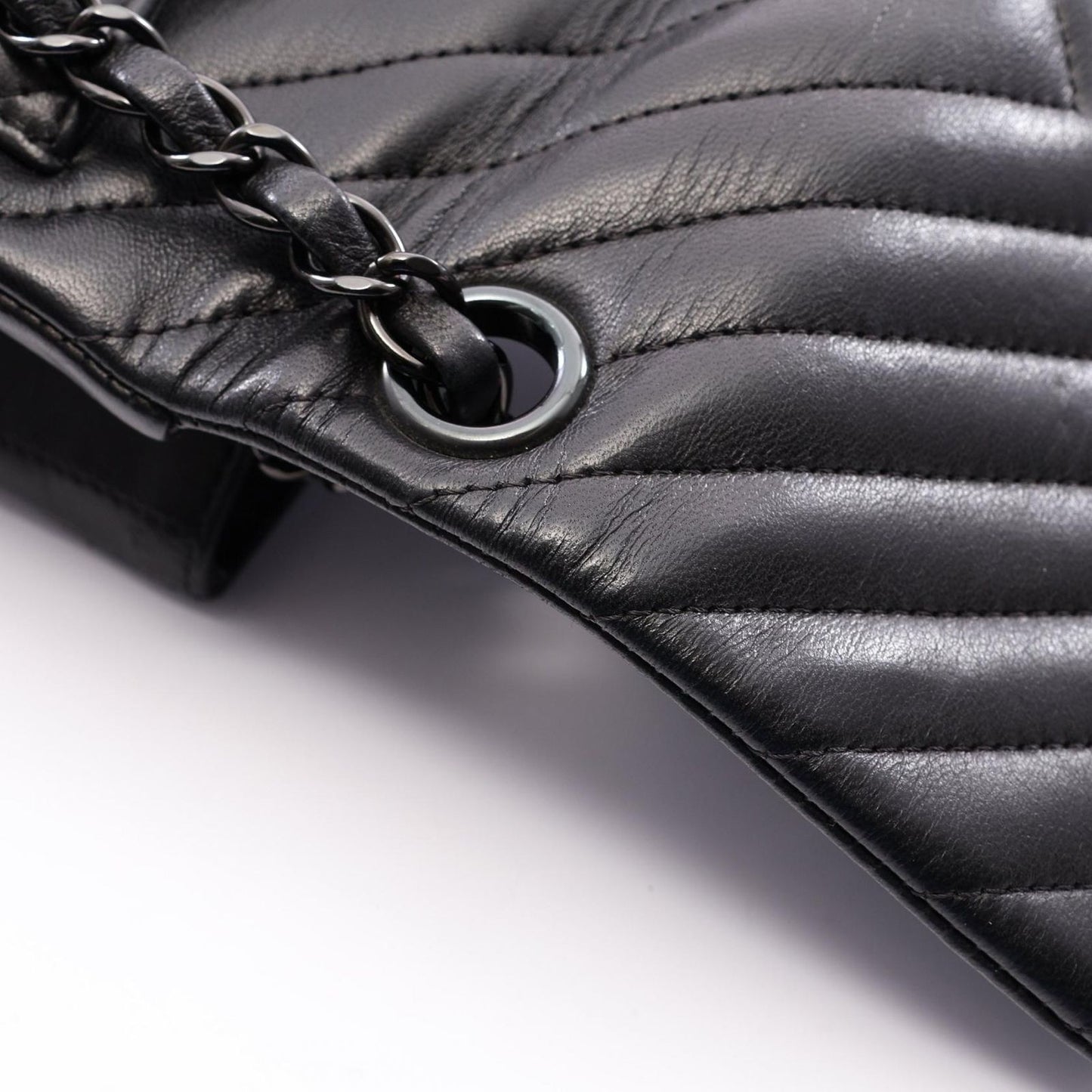Chanel Shoulder Bag Chain Black Lambskin — view 9