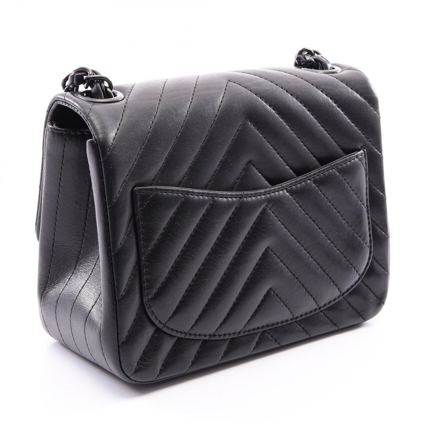 Chanel Shoulder Bag Chain Black Lambskin — view 2