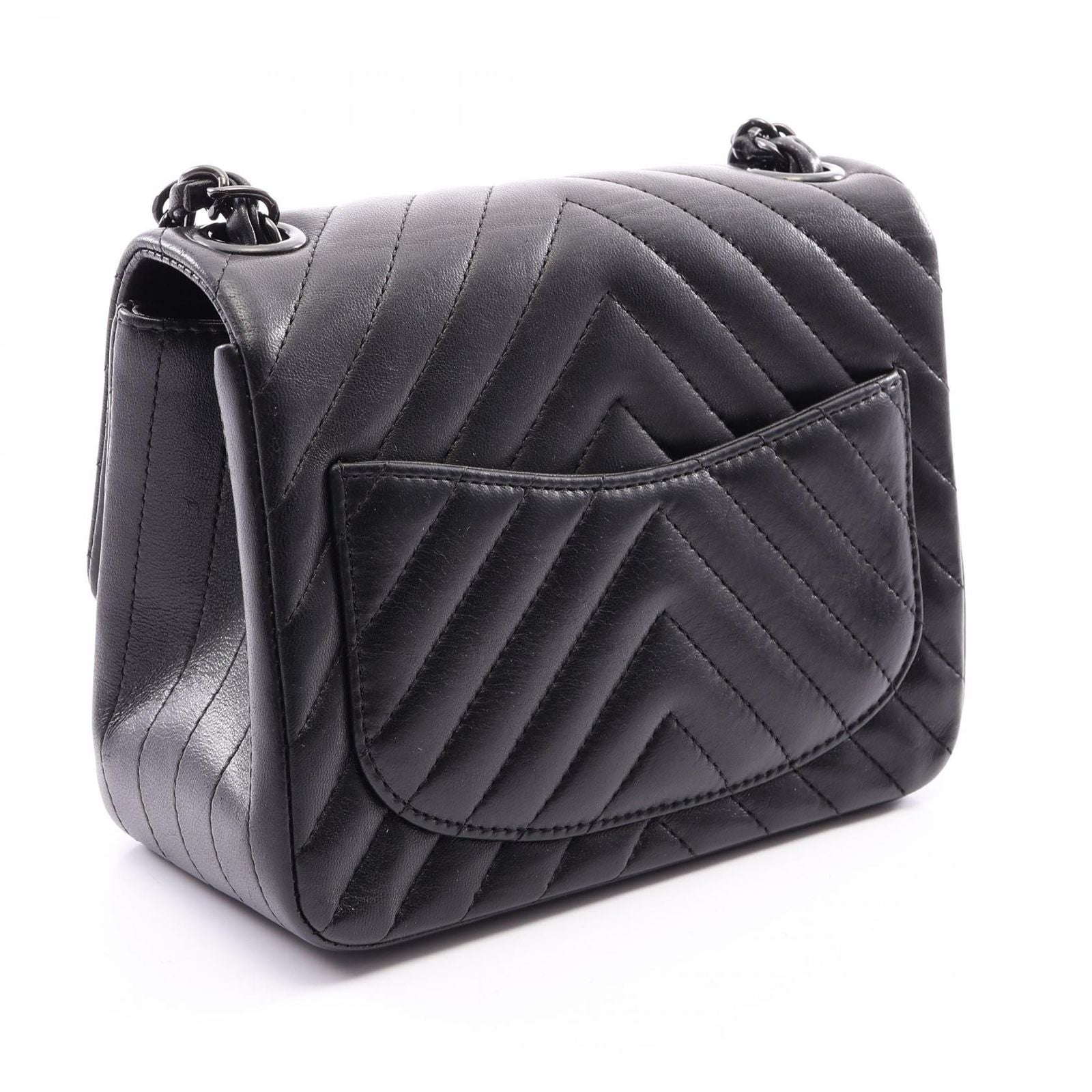 Chanel Shoulder Bag Chain Black Lambskin — view 2