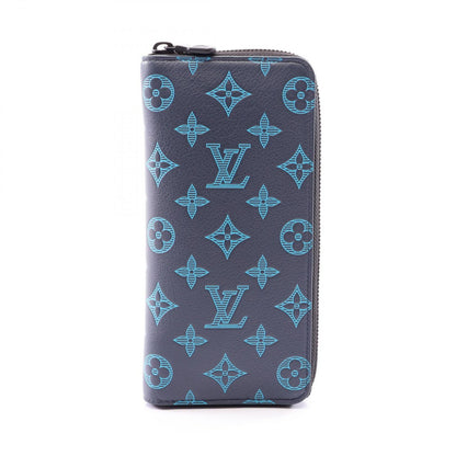 Louis Vuitton Round Wallet Zippy Vertical Navy Leather