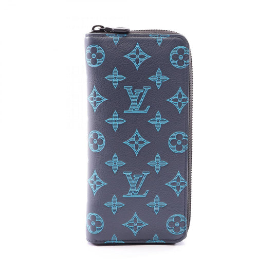 Louis Vuitton Round Wallet Zippy Vertical Navy Leather
