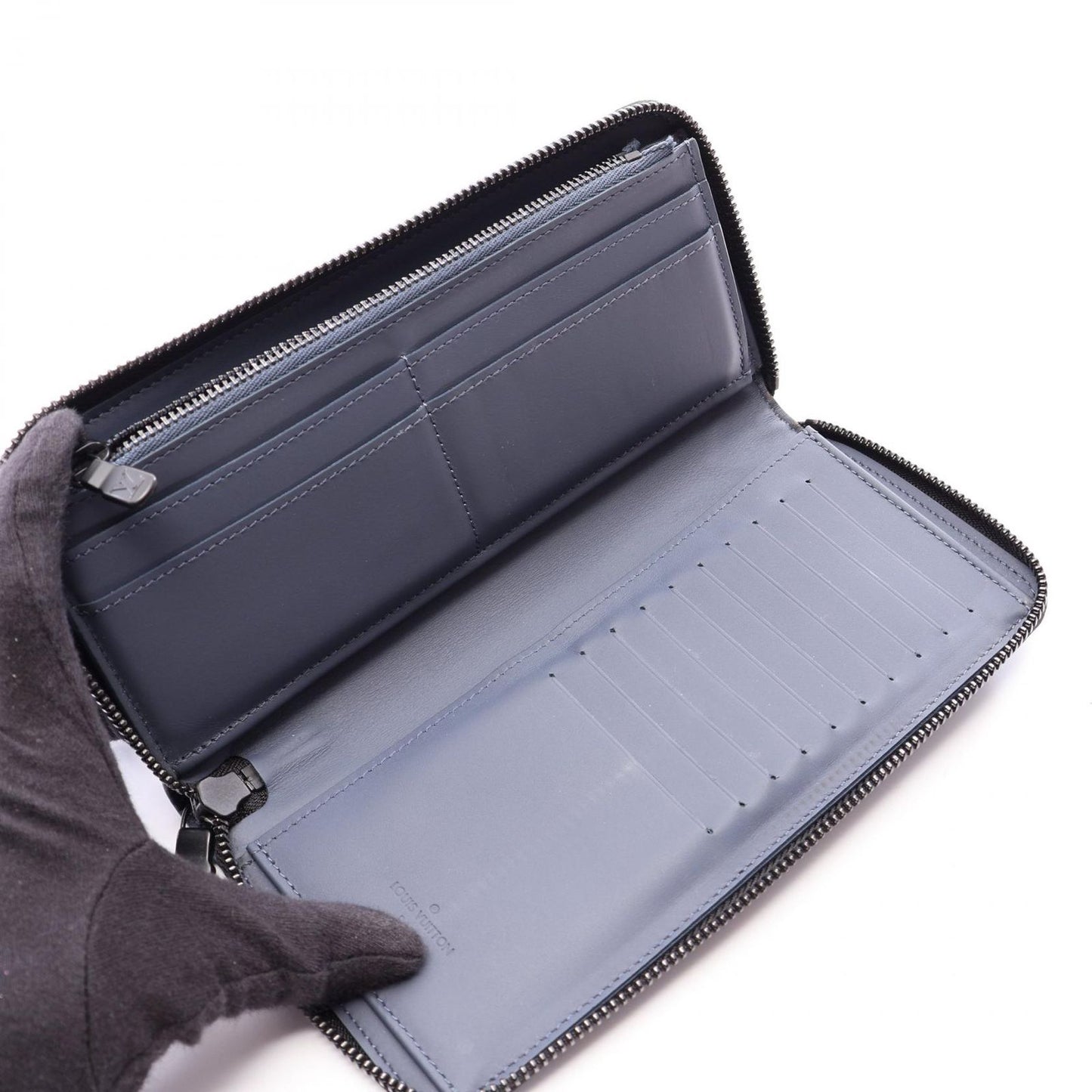 Louis Vuitton Round Wallet Zippy Vertical Navy Leather — view 3