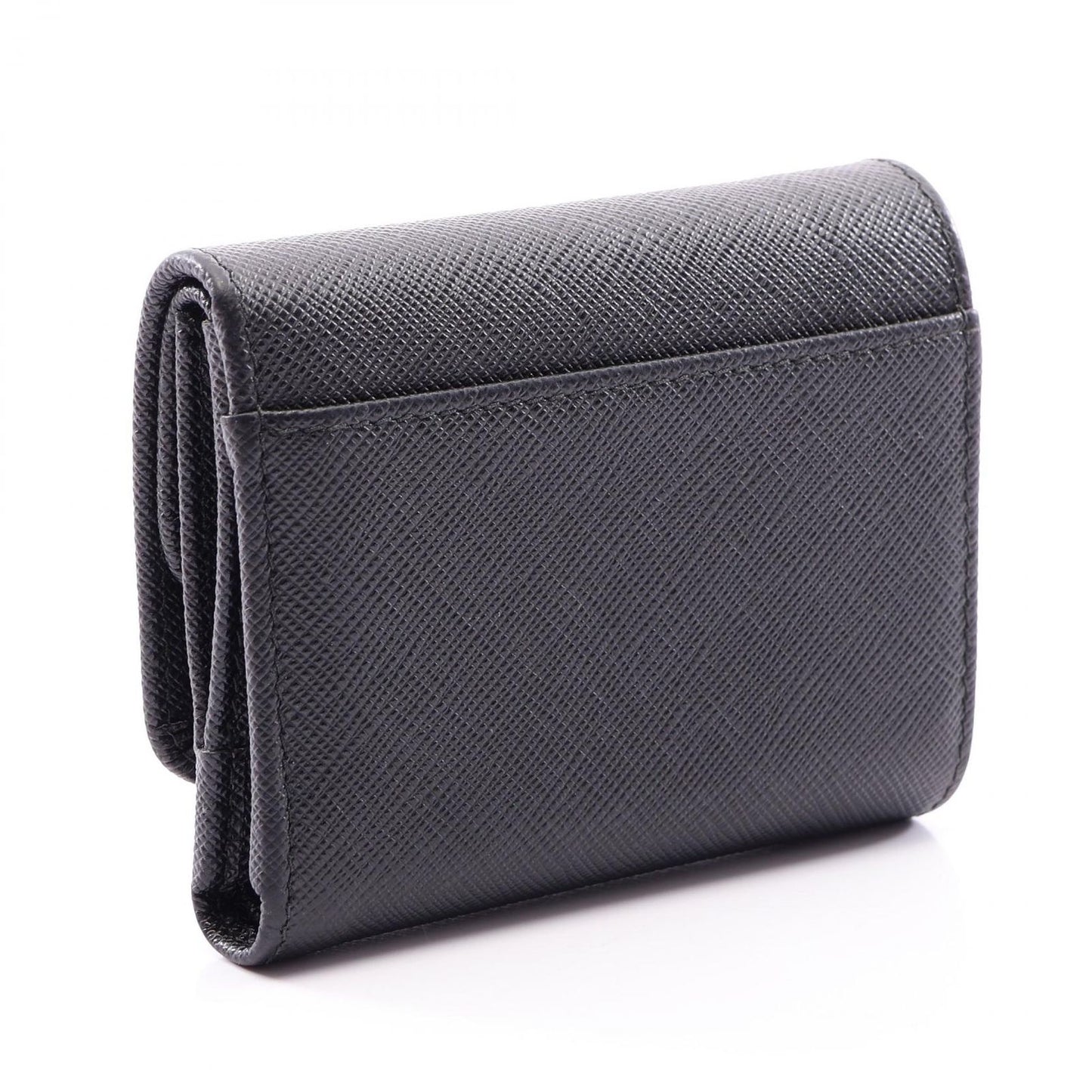 Prada Trifold Wallet Saffiano Triangle Black Leather Logo — view 2