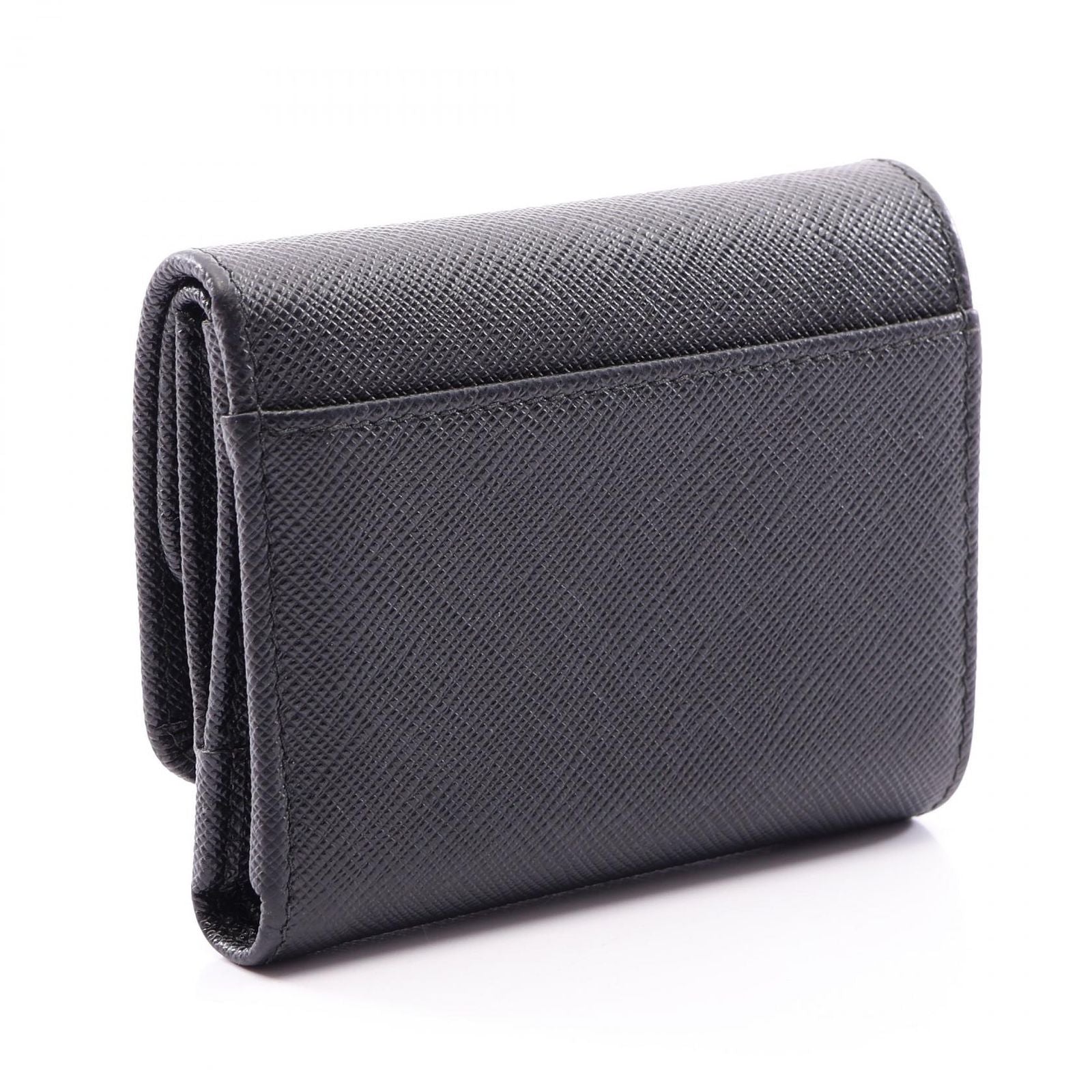 Prada Trifold Wallet Saffiano Triangle Black Leather Logo — view 2