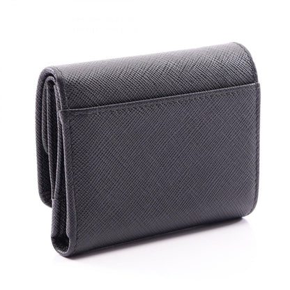 Prada Trifold Wallet Saffiano Triangle Black Leather Logo — view 2